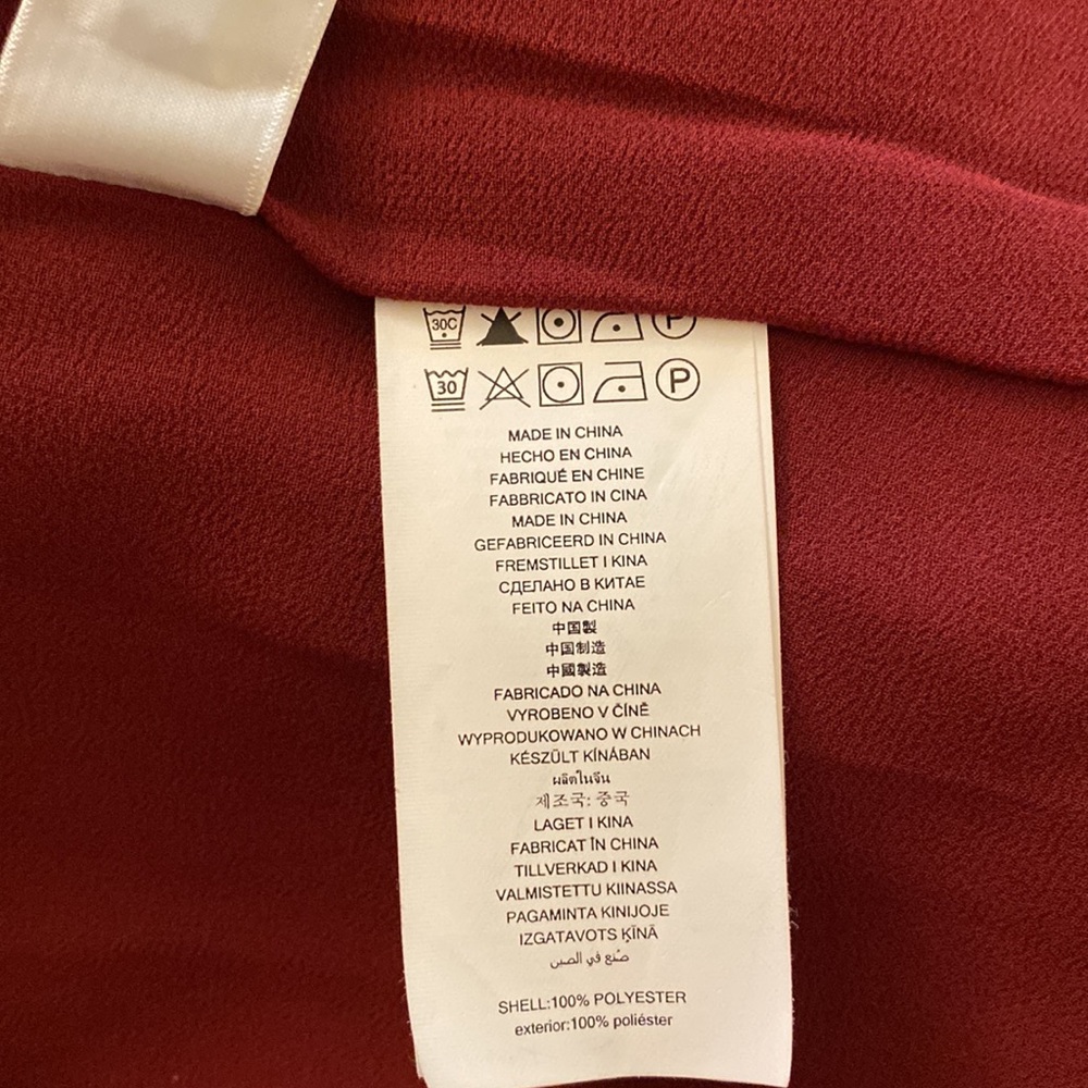 Michael Kors NWOT burgundy silver metallic ruffled long sleeve holiday dress - Picture 13 of 16